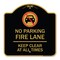 Signmission Fire Lane Keep Clear All Times W/ Graphic, Black & Gold Aluminum Sign, 18" x 18", BG-1818-23984 A-DES-BG-1818-23984 - alternate 1